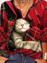 T-Chemise Femmes Décontracté Hiver Plaid Col V Léger Micro-Élasticité Vacances Manches Longues H-ligne