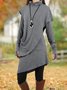 Femmes Plain Noir Col Roulé Confortable Robe Mi-Longue Décontracté