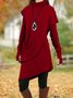 Femmes Plain Noir Col Roulé Confortable Robe Mi-Longue Décontracté