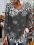 T-Chemise Décontracté Hiver Flocon de Neige Micro-Élasticité Ample Jersey Noël Manches Longues H-ligne pour Femmes