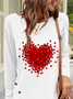 T-shirts Femmes Décontracté Printemps / Automne Coeur/cordé Boutonné Jersey Manches Longues Col Rond Droit Régulier
