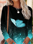 T-shirts Décontracté Printemps / Automne Motif dégradé Aucune élasticité Quotidien Jersey Col Rond Régulier Droit pour Femmes
