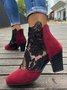 Bottes Femme Bloc de Couleur Été Élégant Dentelle Fête Faux Suède PU Caoutchouc Sandales Bottes