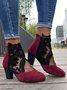 Bottes Femme Bloc de Couleur Été Élégant Dentelle Fête Faux Suède PU Caoutchouc Sandales Bottes