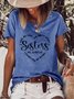 T-shirts Femmes Décontracté Imprimé de Lettre Été Poids Moyen Aucune élasticité Manches Courtes Ample Régulier Droit