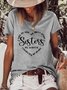 T-shirts Femmes Décontracté Imprimé de Lettre Été Poids Moyen Aucune élasticité Manches Courtes Ample Régulier Droit