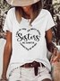 T-shirts Femmes Décontracté Imprimé de Lettre Été Poids Moyen Aucune élasticité Manches Courtes Ample Régulier Droit