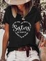 T-shirts Femmes Décontracté Imprimé de Lettre Été Poids Moyen Aucune élasticité Manches Courtes Ample Régulier Droit