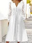 Robes Décontracté Plain Printemps Naturel Aucune élasticité Quotidien Mi-longue Régulier de Grande Taille pour Femmes
