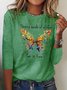 T-Chemise Femmes Décontracté Automne Papillon Quotidien Jersey Standard Col Rond H-ligne Régulier