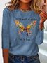 T-Chemise Femmes Décontracté Automne Papillon Quotidien Jersey Standard Col Rond H-ligne Régulier