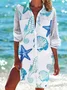 Robes Décontracté Printemps / Automne Marin Vie Polyester Naturel Ample Jupe Manches Longues Régulier pour Femmes