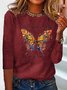 T-Chemise Femmes Décontracté Automne Papillon Quotidien Jersey Standard Col Rond H-ligne Régulier
