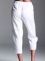 Pantalons Décontracté Plain Toutes Les Saisons Aucune élasticité Ample Bande Élastique Pantalon navet Coton Droit pour Femmes