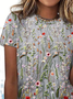 T-shirts Femmes Décontracté Floral Été Micro-élasticité Ample Jersey Col Rond Régulier Régulier