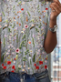 T-shirts Femmes Décontracté Floral Été Micro-élasticité Ample Jersey Col Rond Régulier Régulier