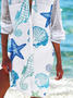 Robes Décontracté Printemps / Automne Marin Vie Polyester Naturel Ample Jupe Manches Longues Régulier pour Femmes