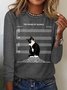 Blouses Femmes Décontracté Printemps / Automne Chat Coupe Régulière Manches Longues Col Rond Régulier Droit Régulier