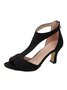 à Bout Ouvert Sandales Femme Plain Été Urbain Respirable Quotidien Bout Rond ÉPINGLES Style Faux Suède à Bout Ouvert Sandales
