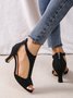 à Bout Ouvert Sandales Femme Plain Été Urbain Respirable Quotidien Bout Rond ÉPINGLES Style Faux Suède à Bout Ouvert Sandales