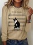 Blouses Femmes Décontracté Printemps / Automne Chat Coupe Régulière Manches Longues Col Rond Régulier Droit Régulier