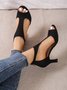 à Bout Ouvert Sandales Femme Plain Été Urbain Respirable Quotidien Bout Rond ÉPINGLES Style Faux Suède à Bout Ouvert Sandales