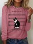 Blouses Femmes Décontracté Printemps / Automne Chat Coupe Régulière Manches Longues Col Rond Régulier Droit Régulier