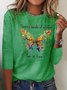 T-Chemise Femmes Décontracté Automne Papillon Quotidien Jersey Standard Col Rond H-ligne Régulier
