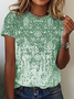 T-shirts Décontracté Ethnique Été Jersey Meilleure vente Manches Courtes Col Rond Régulier Élasticité moyenne pour Femmes