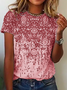 T-shirts Décontracté Ethnique Été Jersey Meilleure vente Manches Courtes Col Rond Régulier Élasticité moyenne pour Femmes