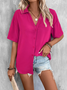 Blouses Femmes Décontracté Plain Été Polyester Ample Régulier Droit Régulier T.-N.-L.