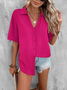 Blouses Femmes Décontracté Plain Été Polyester Ample Régulier Droit Régulier T.-N.-L.