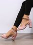 Sandales Plain Été Fête Faire la navette Talon de Bloc PU ÉPINGLES Style Boucle Réglable Sandales à talons épais pour Femmes