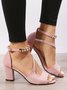 Sandales Plain Été Fête Faire la navette Talon de Bloc PU ÉPINGLES Style Boucle Réglable Sandales à talons épais pour Femmes