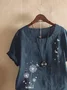 Blouse / Top Bleu Marine Imprimé Floral Décontracté