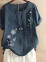 Blouse / Top Bleu Marine Imprimé Floral Décontracté