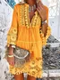 Vetement hippie chic Robe en dentelle Manches 3/4 Boho Robes