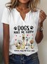 Chemises Femmes Décontracté Imprimé d'Animal Été Micro-élasticité Quotidien Jersey Manches Courtes Régulier Droit