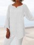 Chemise Femme en Lin Ample Manches Longues Asymétrique