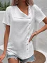 Blouses Femmes Décontracté Plain Été Polyester Manches Courtes Régulier Droit Boucle Régulier