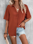 Blouses Femmes Décontracté Plain Été Polyester Ample Régulier Droit Régulier T.-N.-L.