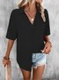 Blouses Femmes Décontracté Plain Été Polyester Ample Régulier Droit Régulier T.-N.-L.