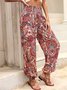Pantalons Décontracté Ethnique Toutes Les Saisons Polyester Naturel Micro-élasticité Ample Long Régulier pour Femmes
