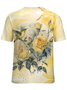 T-shirts Été Simple Jaune Floral Micro-élasticité Quotidien Ample Col Rond Droit Régulier pour Femmes