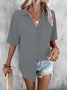 Blouses Femmes Décontracté Plain Été Polyester Ample Régulier Droit Régulier T.-N.-L.