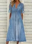 Toile de Jean Robes Femmes Décontracté Plain Été Coupe Régulière Meilleure vente Toile de Jean Trapèze Adapté & Éclater Robe CE
