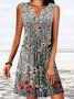 Robes Décontracté Floral Été Micro-élasticité Ample Top Débardeur Trapèze Boucle Régulier pour Femmes