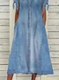 Toile de Jean Robes Femmes Décontracté Plain Été Coupe Régulière Meilleure vente Toile de Jean Trapèze Adapté & Éclater Robe CE