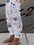 Pantalons Décontracté Floral Toutes Les Saisons Naturel Ample Standard Pantalon droit Long FF pour Femmes