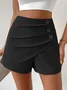 Shorts Décontracté Plain Été Polyester Naturel Micro-élasticité Ample Droit Régulier pour Femmes